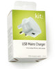 Kit USB Eco 3 Pin Uk Mains Charger 2.1A. USBMC2K