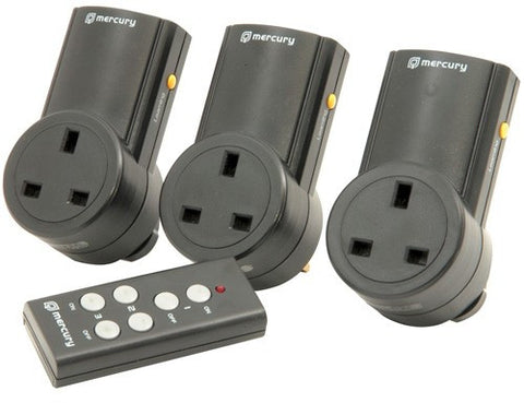Mercury Remote Control Mains Socket Adaptor Set of 3