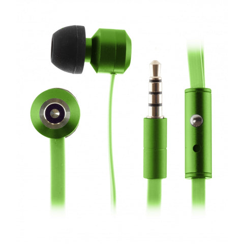 Kitsound Ribbons Flat Cable Earphones with Mic and Anti Tangle in Green KSRIBBGN