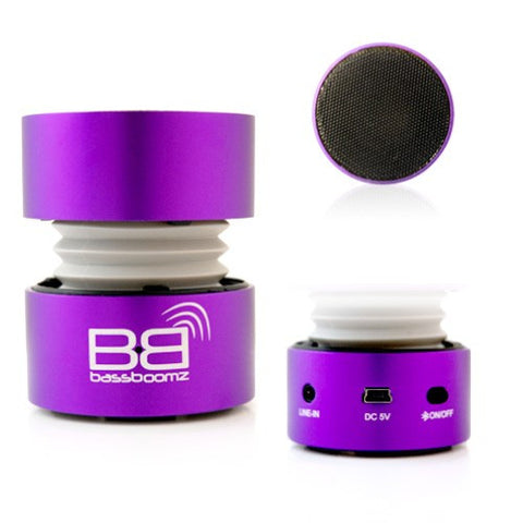 BassBoomz Bluetooth Rechargeable Speaker for Smartphones, MP3 Players, Tablets and Laptops Purple