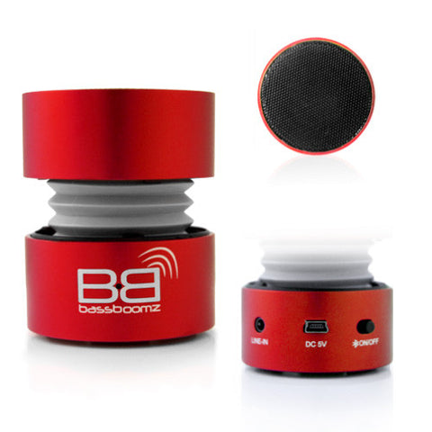 BassBoomz Bluetooth Rechargeable Speaker for Smartphones MP3 Players Tablets Red
