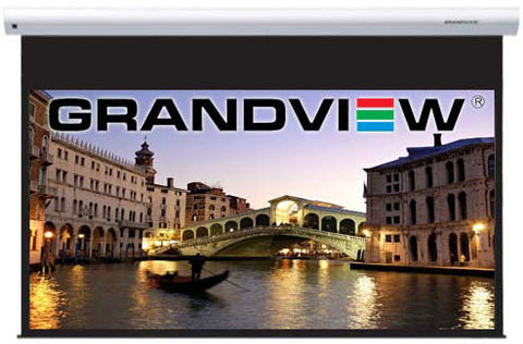 grandview cyberseries electric projector screen for wall or ceiling mounting